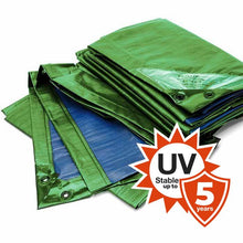 Load image into Gallery viewer, &lt;span&gt;&lt;b&gt;Rainexo 150 GSM Tarp &quot;HEAVY DUTY&quot;&lt;/b&gt;&lt;/span&gt;&lt;br/&gt;Green/Blue, Waterproof, UV-resistant, Frostproof
